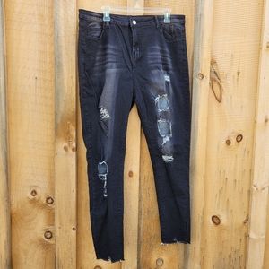 Black Stretch Denim Distressed Jeans NEW 3X-4X Plus Size
